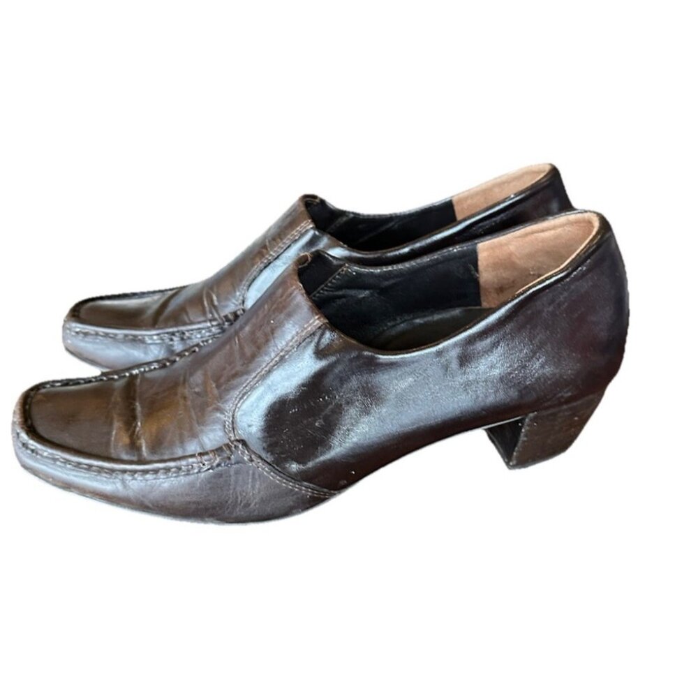 Paul Green Munchen Brown Leather Shoes Dress Loafers Slip On Size 6.5 US 4 UK